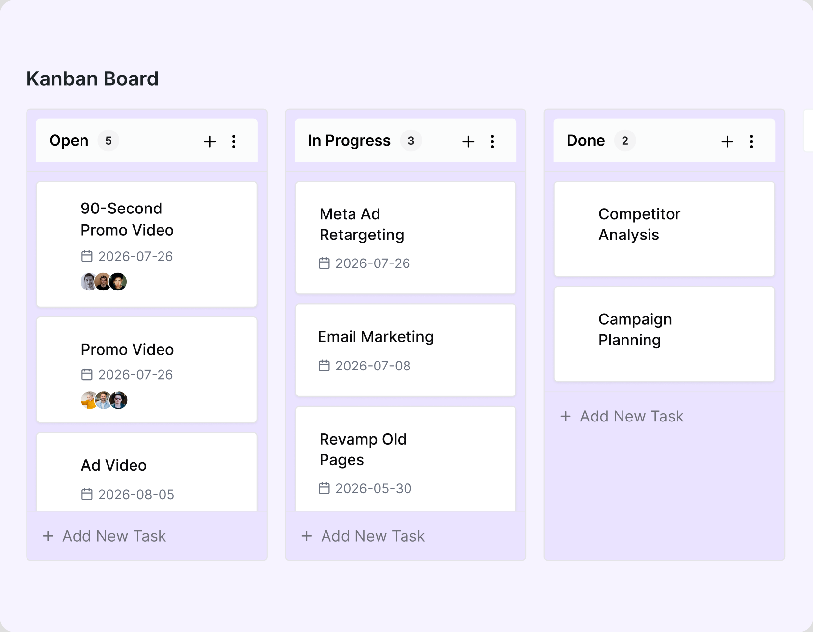 Kanban board view