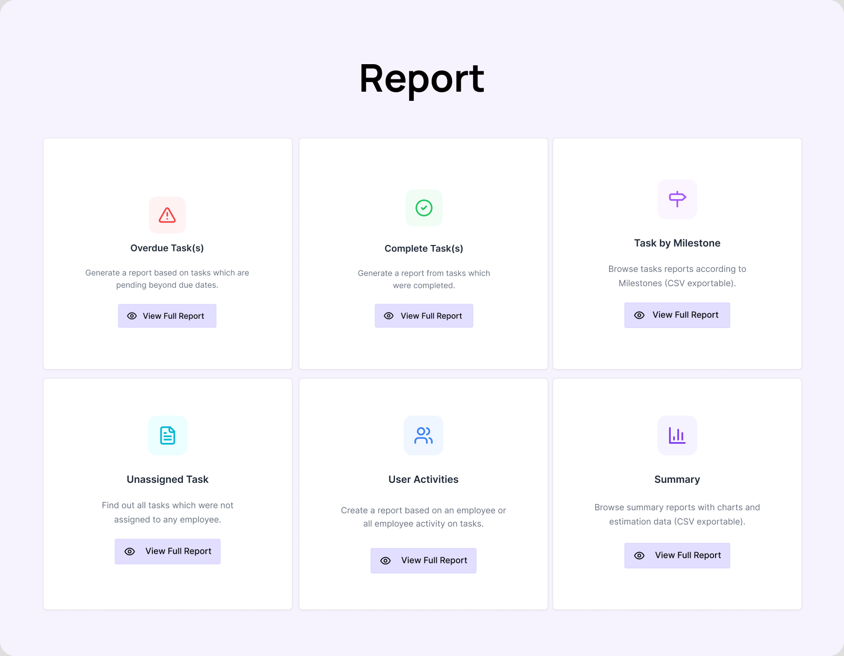 Reports view