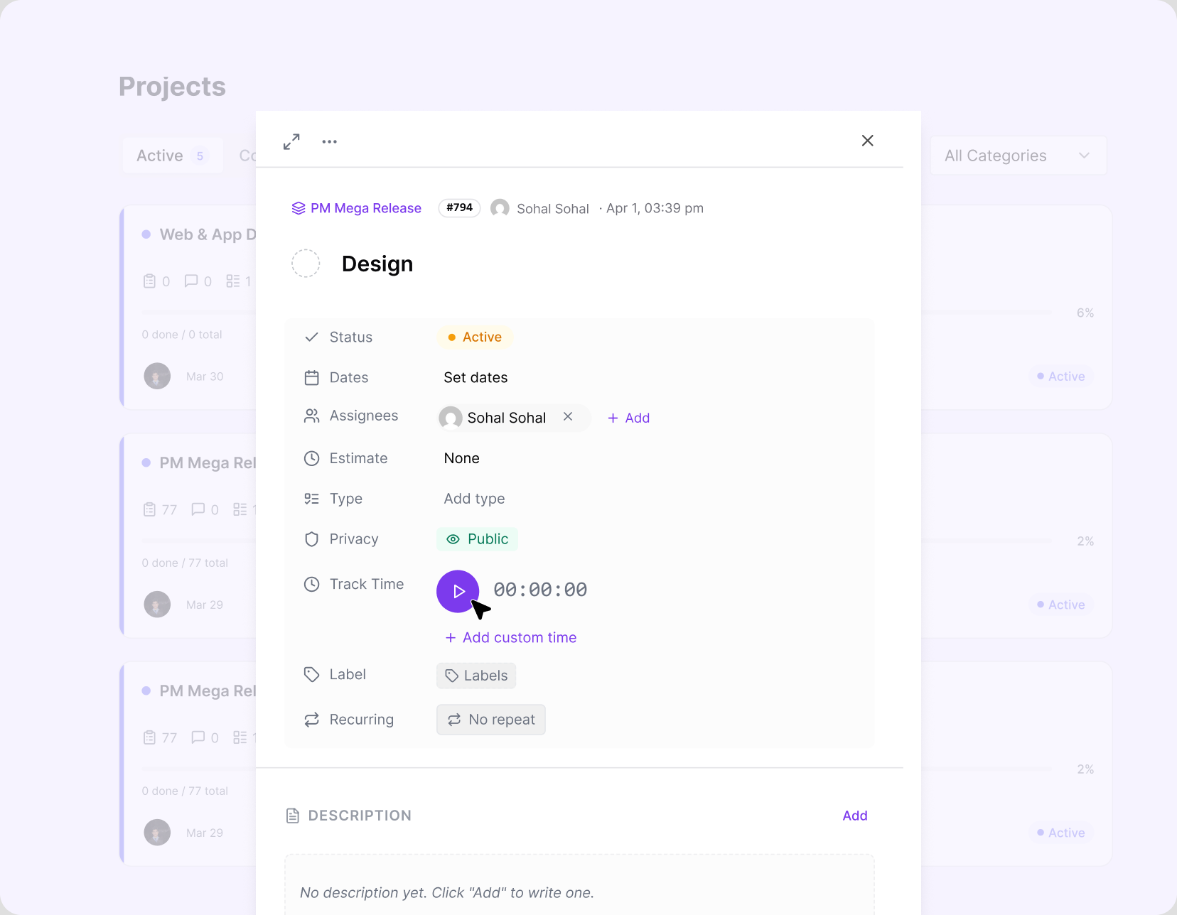 Time Tracker view