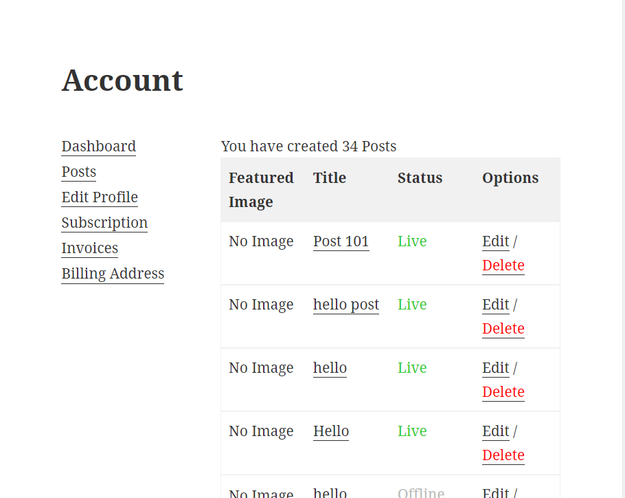 Frontend Post Management