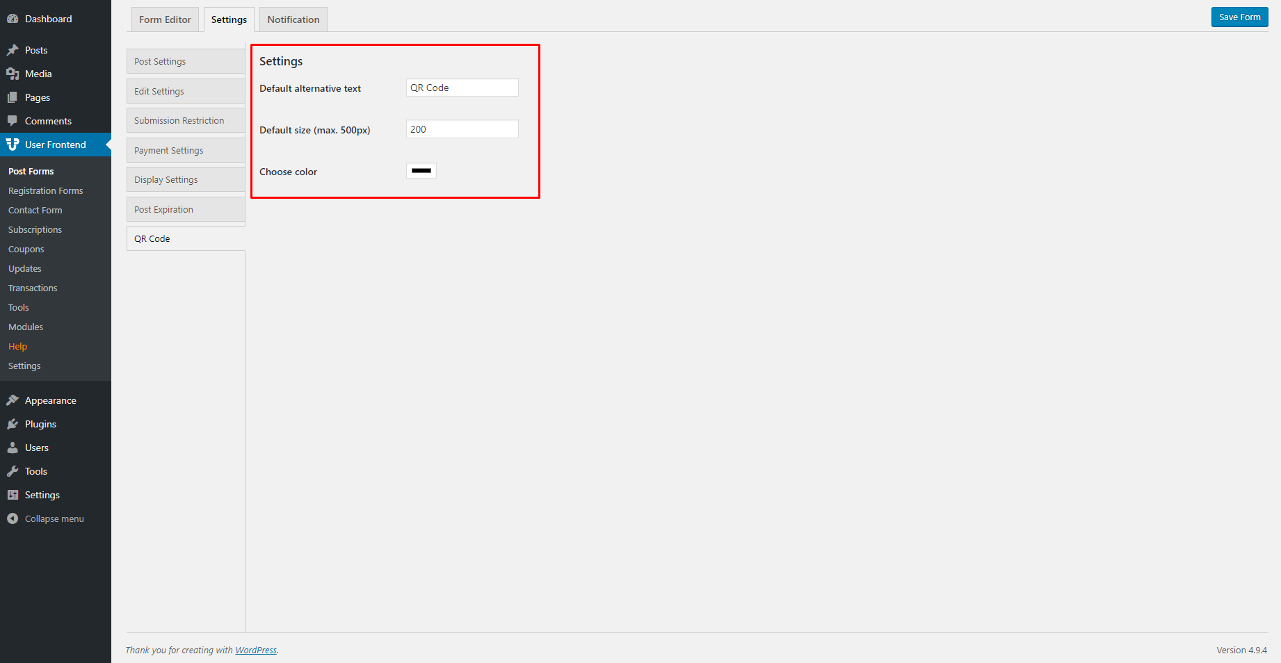 wpuf-post-froms-settings-qr-code