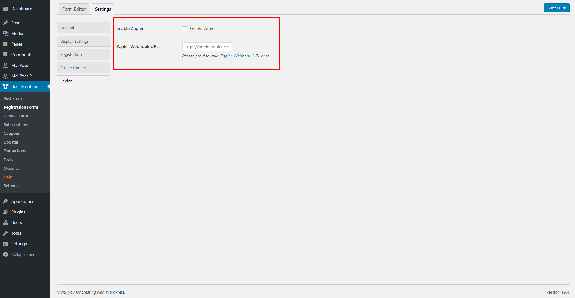 wpuf-registration-forms-settings-zapier